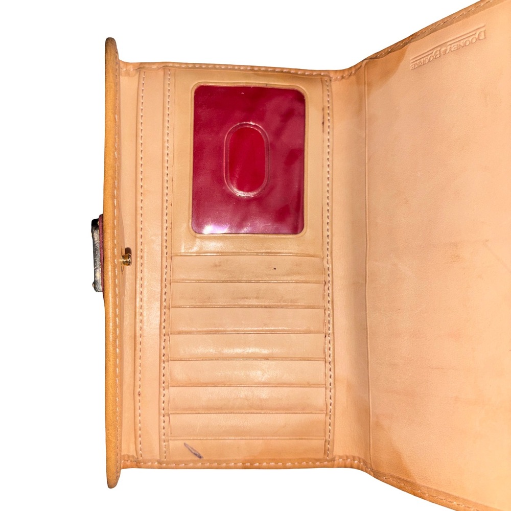 Dooney & Bourke Hot Pink Leather Continental Clutch Wallet Tan Trim - Picture 4 of 4